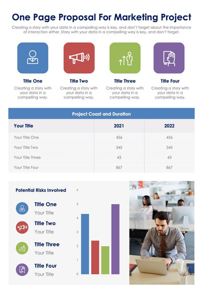 One-Pagers-Infographics Infographics Colorful Proposal for Marketing Project One Page Summary Report Document powerpoint-template keynote-template google-slides-template infographic-template