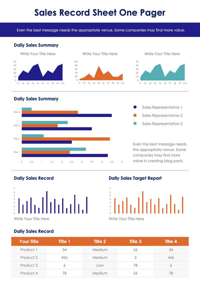 One-Pagers-Infographics Infographics Colorful Sales Record Sheet One Pager Document powerpoint-template keynote-template google-slides-template infographic-template