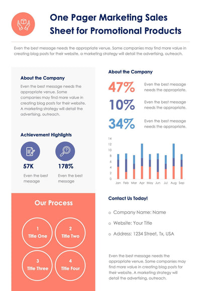 One-Pagers-Infographics Infographics One Pager Marketing Sales Sheet for Promotional Products Document powerpoint-template keynote-template google-slides-template infographic-template