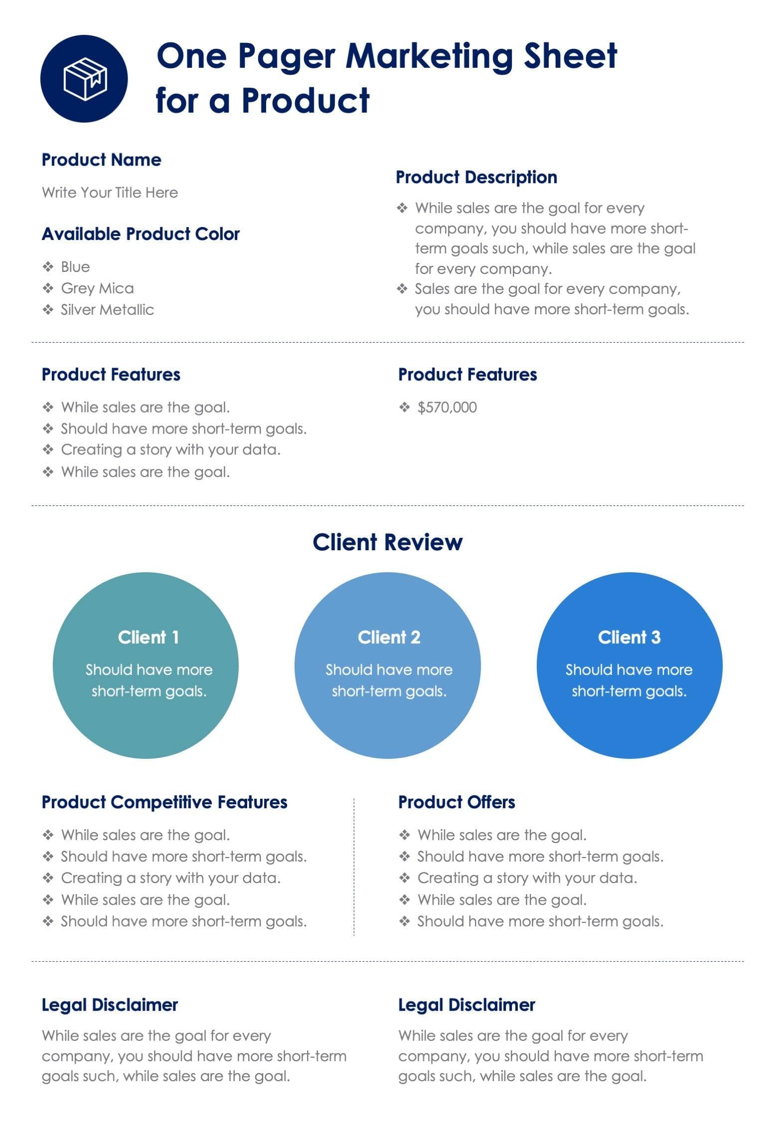 Marketing One Pager Sheet for Product Report | Infografolio