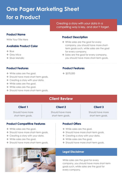 One-Pagers-Infographics Infographics Red and Blue One Pager Marketing Sheet for a Product Document powerpoint-template keynote-template google-slides-template infographic-template