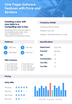 One-Pagers-Infographics Infographics Software Features with Price and Reviews One Page Summary Report Document powerpoint-template keynote-template google-slides-template infographic-template