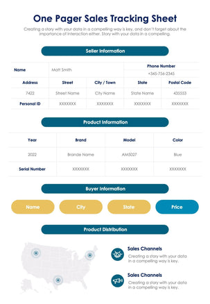 One-Pagers-Infographics Infographics Yellow and Green Sales Tracking Sheet One Page Summary Report Document powerpoint-template keynote-template google-slides-template infographic-template