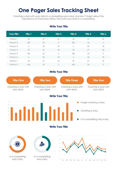 One-Pagers-Slides Infographics Green and Orange One Pager Sales Tracking Sheet Document powerpoint-template keynote-template google-slides-template infographic-template