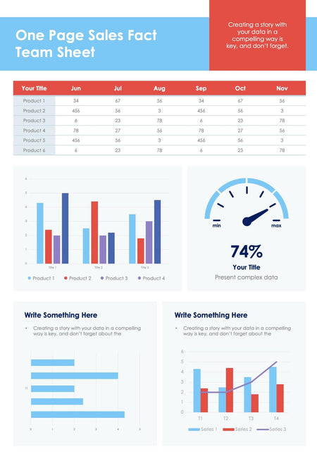 One Page Sales Fact Team Sheet Document | Infografolio