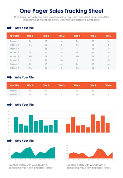 One-Pagers-Slides Infographics Orange One Pager Sales Tracking Sheet Document powerpoint-template keynote-template google-slides-template infographic-template