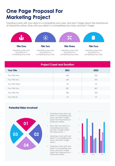One-Pagers-Slides Infographics Pink and Violet One Page Proposal for Marketing Project Document powerpoint-template keynote-template google-slides-template infographic-template