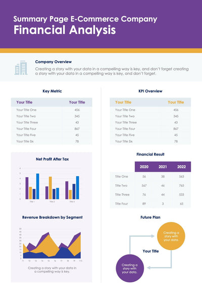 One-Pagers-Slides Infographics Violet E Commerce Company Financial Analysis One Page Summary Report Document powerpoint-template keynote-template google-slides-template infographic-template