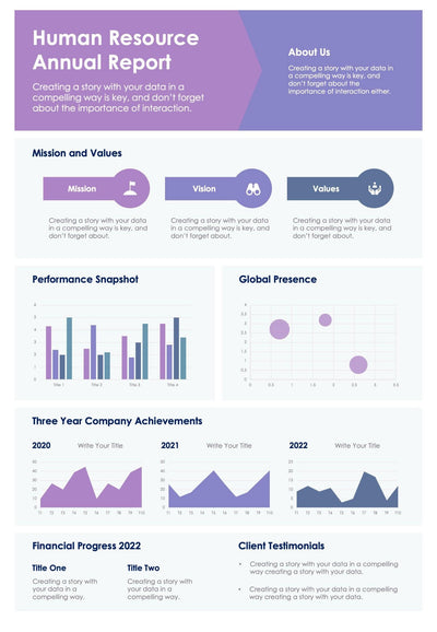 One-Pagers-Slides Infographics Violet Human Resource Annual One Page Report Document powerpoint-template keynote-template google-slides-template infographic-template