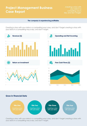 One-Pagers-Slides Infographics Yellow and Green Project Management Business Case One Page Report Document powerpoint-template keynote-template google-slides-template infographic-template