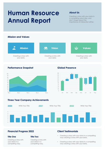 One-Pagers-Slides Slides Blue Human Resource Annual One Page Report Document powerpoint-template keynote-template google-slides-template infographic-template