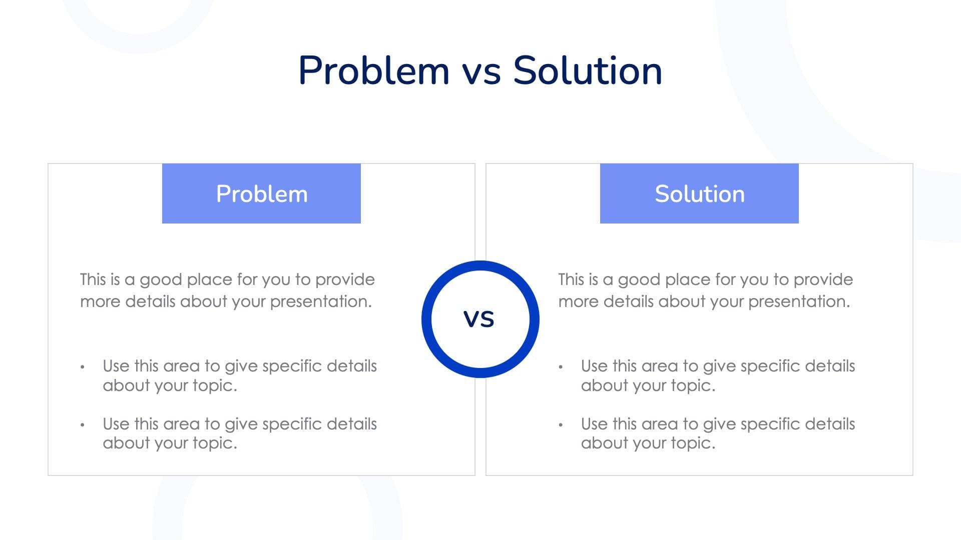 Problem vs Solution Slide Template S09282201 | Infografolio