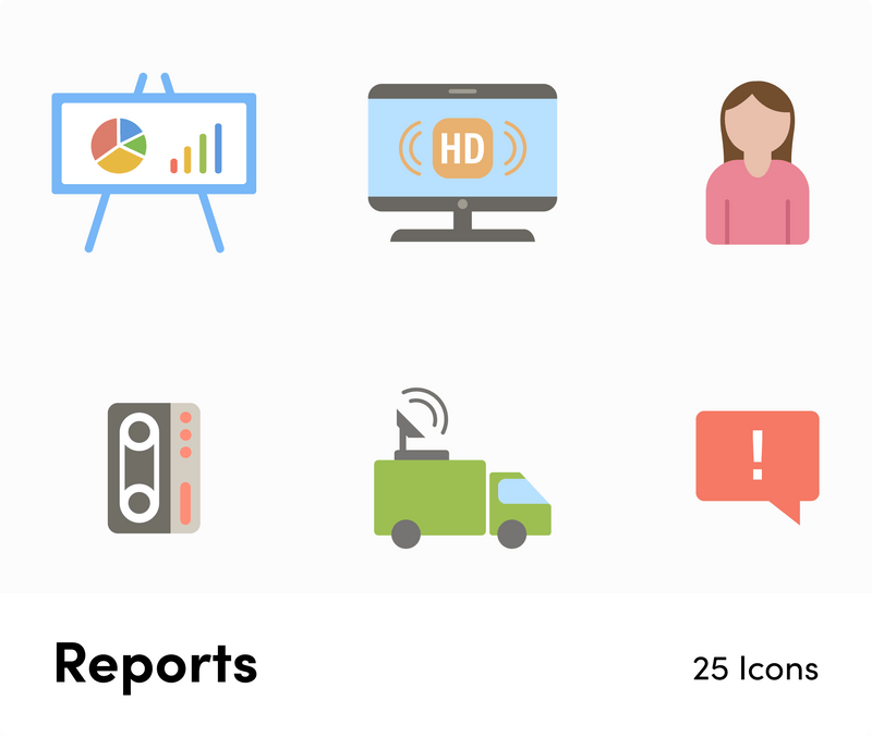Reports Flat Vector Icons – Infografolio
