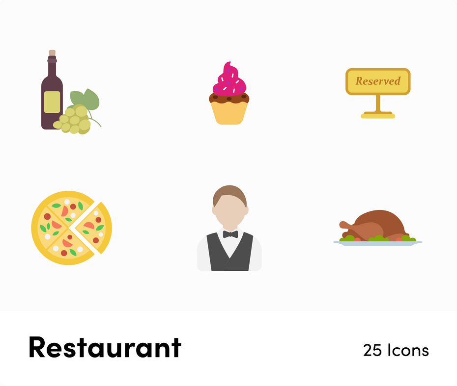 Restaurant-Flat-Vector-Icons Icons Restaurant Flat Vector Icons S12092101 powerpoint-template keynote-template google-slides-template infographic-template