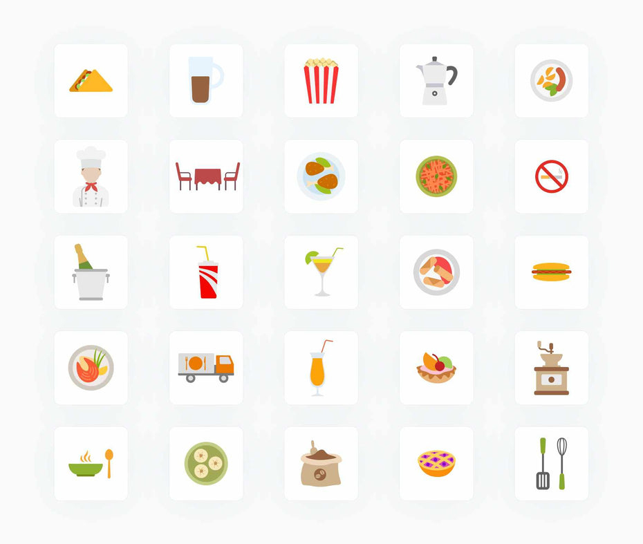 Restaurant-Flat-Vector-Icons Icons Restaurant Flat Vector Icons S12092102 powerpoint-template keynote-template google-slides-template infographic-template