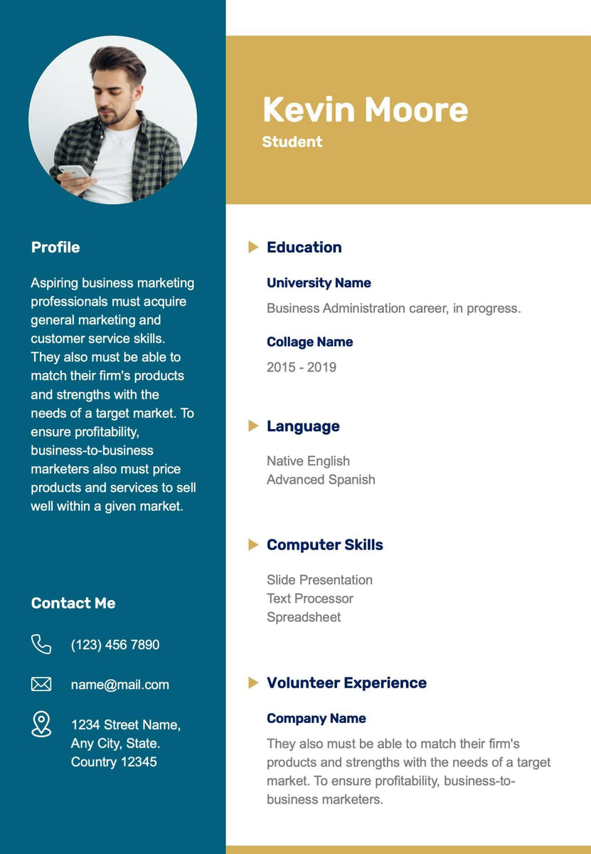 Blue and Yellow Modern Resume Template – Infografolio