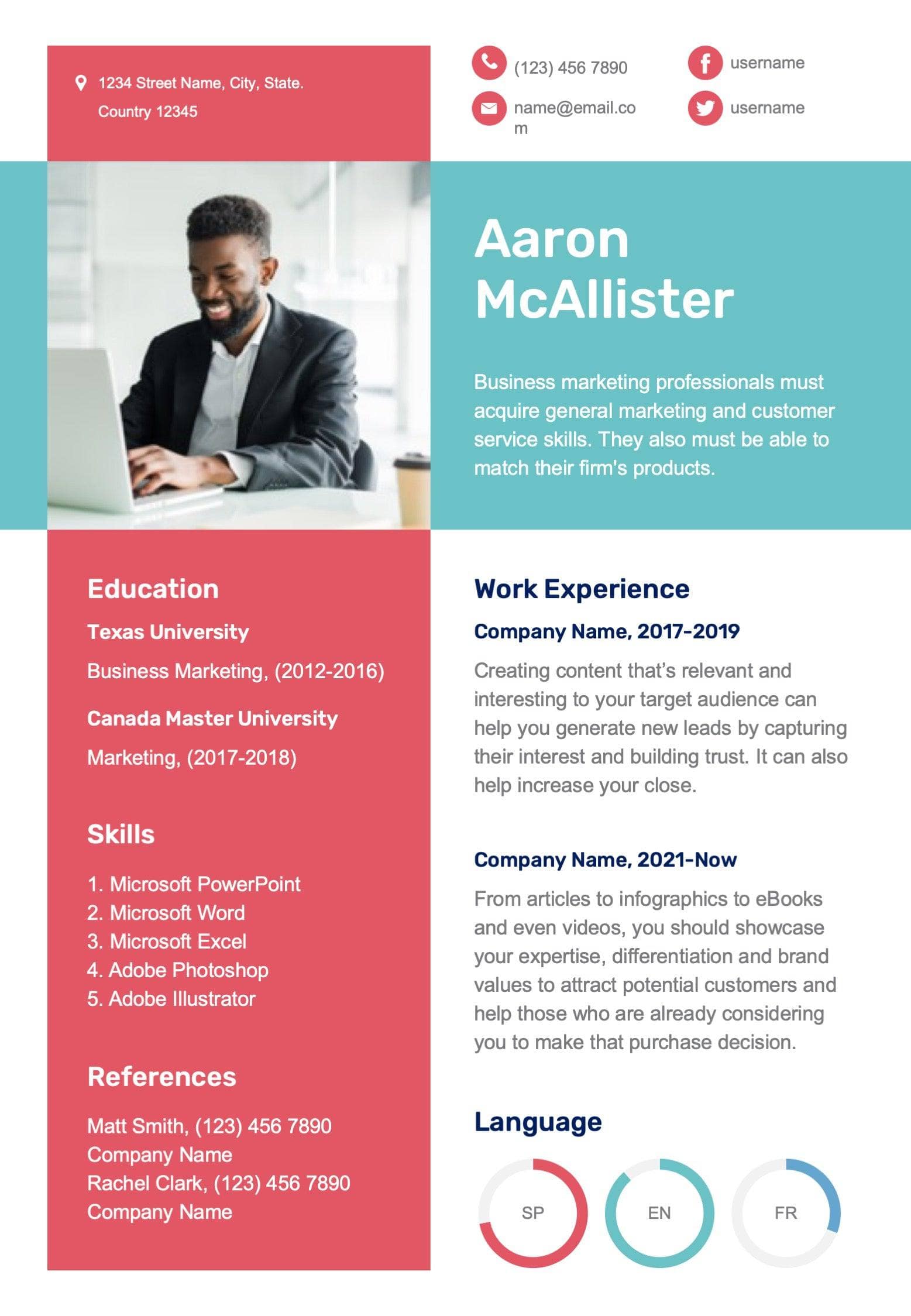 excel resume template