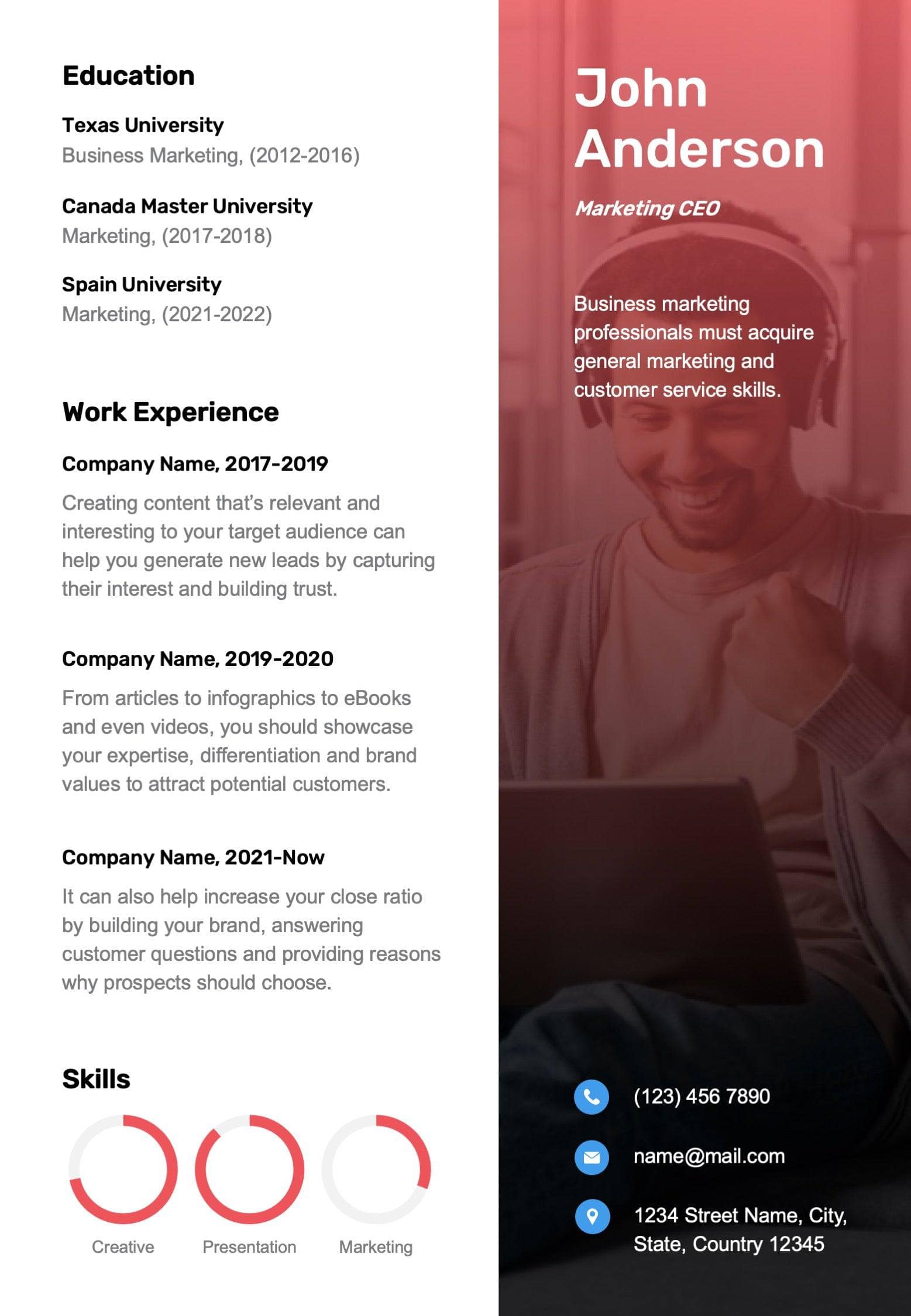 Resume Templates Infografolio - Resumes Documents Documents Red Gradient Simple Resume Template Powerpoint Template Keynote Template Google Slides Template Infographic Template 35470996046002 