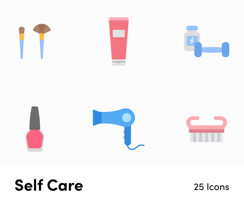 Self Care Flat Vector Icons | Infografolio