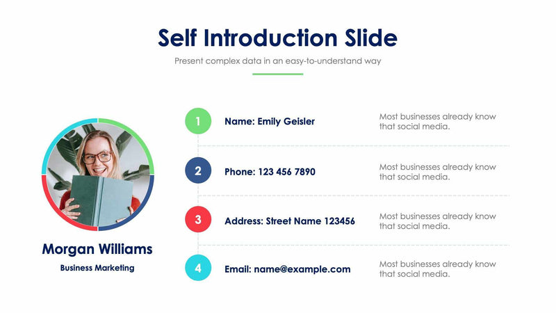 Self Introduction Presentation Color Examples Self Introduction Slide Templates | Infografolio