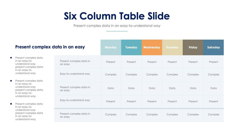Six Column Table Slides | Infografolio