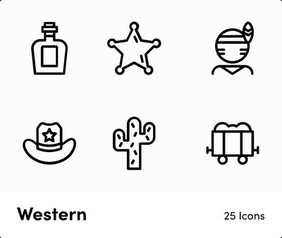 Western-Outline-Vector-Icons Icons Western Outline Vector Icons S12222101 powerpoint-template keynote-template google-slides-template infographic-template