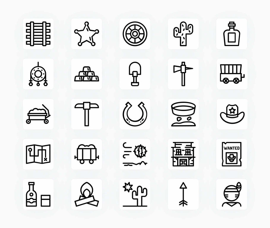 Western-Outline-Vector-Icons Icons Western Outline Vector Icons S12222101 powerpoint-template keynote-template google-slides-template infographic-template