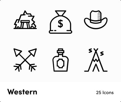 Western-Outline-Vector-Icons Icons Western Outline Vector Icons S12222102 powerpoint-template keynote-template google-slides-template infographic-template