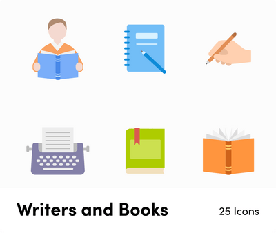 Writers and Books-Vector-Icons Icons Writers and Books Vector Icons S12092101 powerpoint-template keynote-template google-slides-template infographic-template